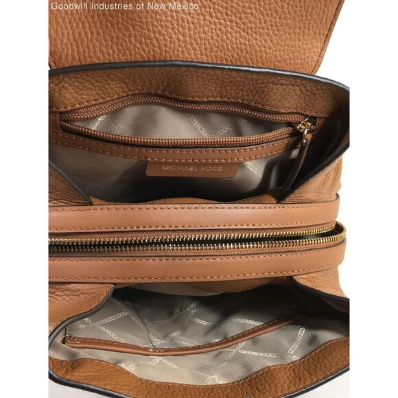 Michael Kors Light Brown Leather Backpack With Magnetic Closure & Adjustable Str - Picture 3 of 6